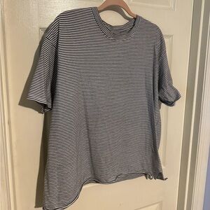 American Eagle Basic Black and White Striped Oversized Shirt